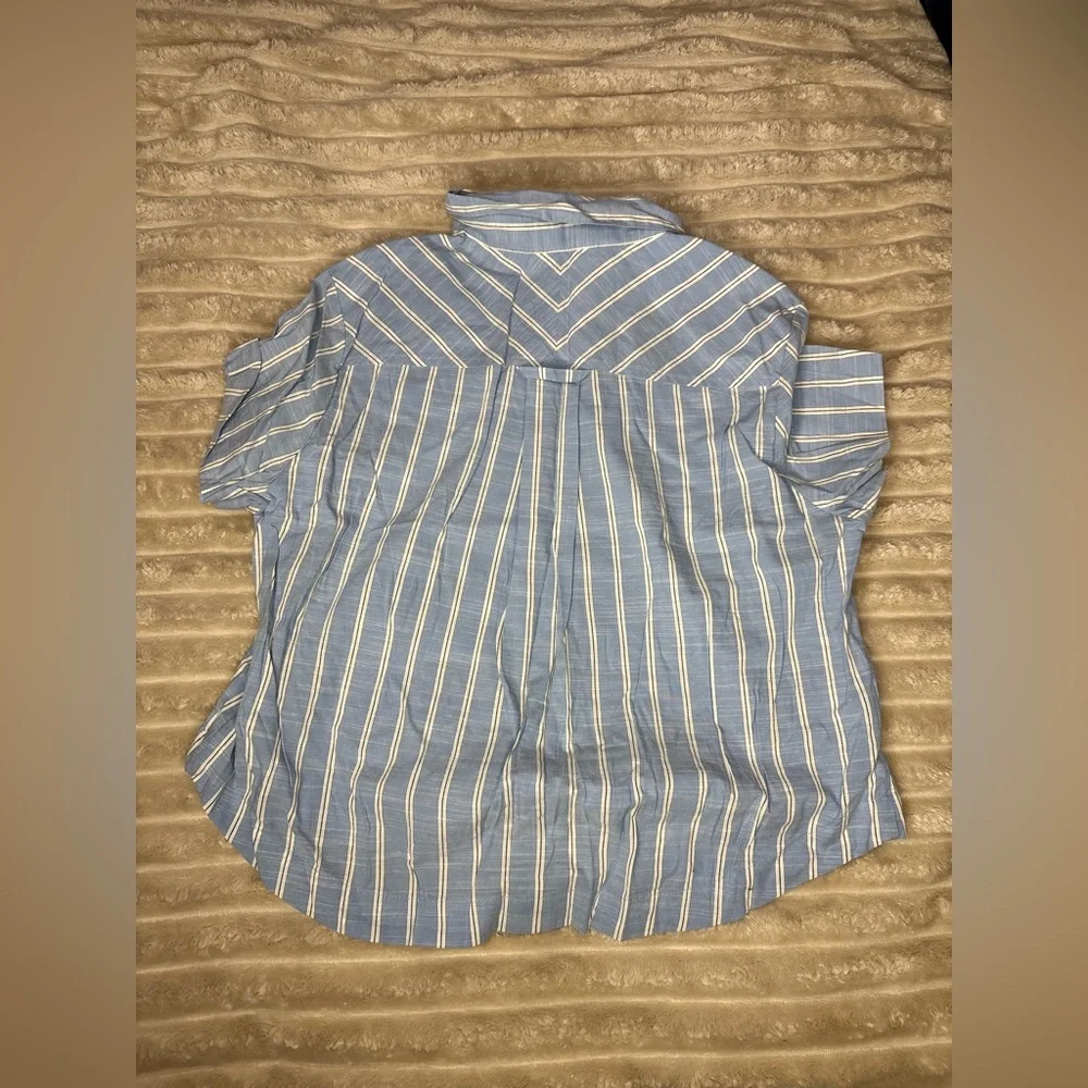 AUDEN striped Blue and White Striped Button-Up sleep Shirt - Picture 4 of 4